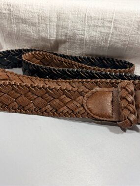 Vintage Classic Chocolate Brown braided leather belt Women’s Size 16  Waist 48”